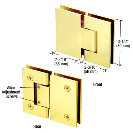 Glass to Glass Shower Door Hinge 180°: Geneva 380 Adjustable, Polished Brass – CRL GEN380BR, photo 2