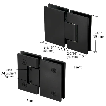 Glass to Glass Shower Door Hinge 180°: Geneva 380 Adjustable, Matte Black – CRL GEN380MBL, photo 2