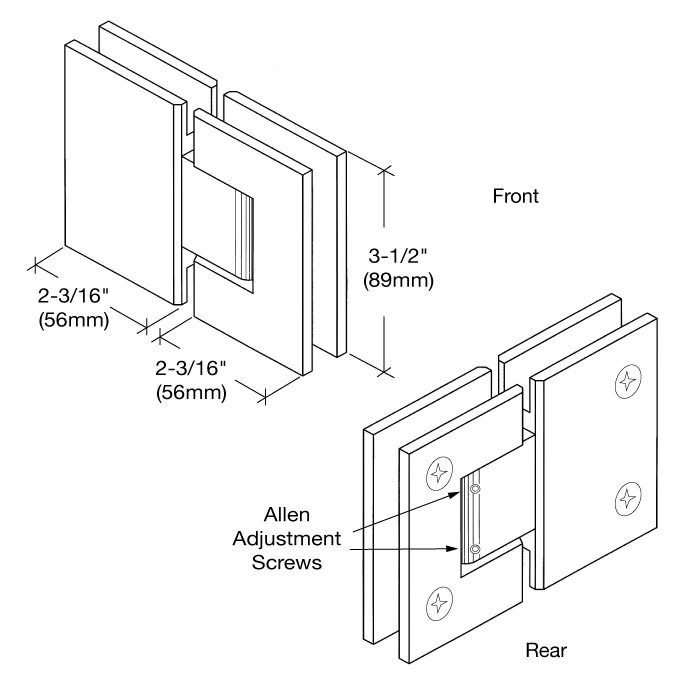 Glass to Glass Shower Door Hinge 180°: Geneva 380 Adjustable, Matte Black – CRL GEN380MBL, photo 4