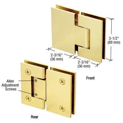 Glass to Glass Shower Door Hinge 180°: Geneva 380 Adjustable, Satin Brass – CRL GEN380SB, photo 2