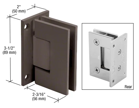 Shower Door Hinge: Geneva 537 5° Pre-Set Wall Mount, Full Back Plate, Oil Rubbed Bronze – CRL GEN5370RB, photo 2