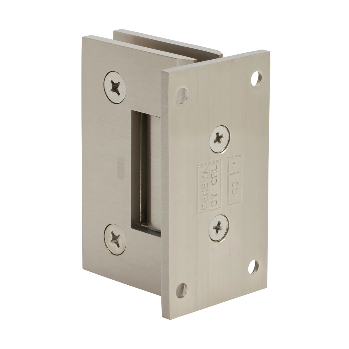 Shower Door Hinge: Geneva 537 5° Pre-Set Wall Mount, Full Back Plate, Brushed Nickel – CRL GEN537BN, photo 3