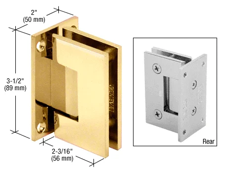 Shower Door Hinge: Geneva 537 5° Pre-Set Wall Mount, Full Back Plate, Polished Brass – CRL GEN537BR, photo 2