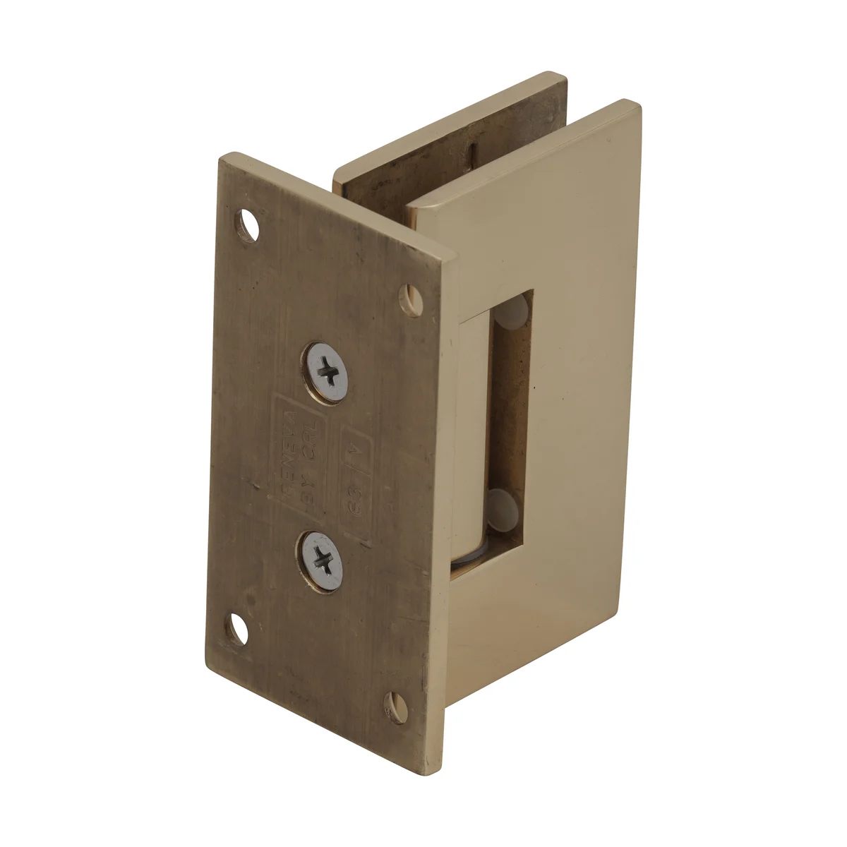 Shower Door Hinge: Geneva 537 5° Pre-Set Wall Mount, Full Back Plate, Polished Brass – CRL GEN537BR, photo 3