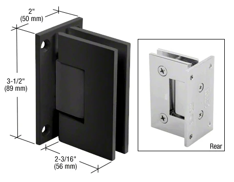 Shower Door Hinge: Geneva 537 5° Pre-Set Wall Mount, Full Back Plate, Matte Black – CRL GEN537MBL, photo 2