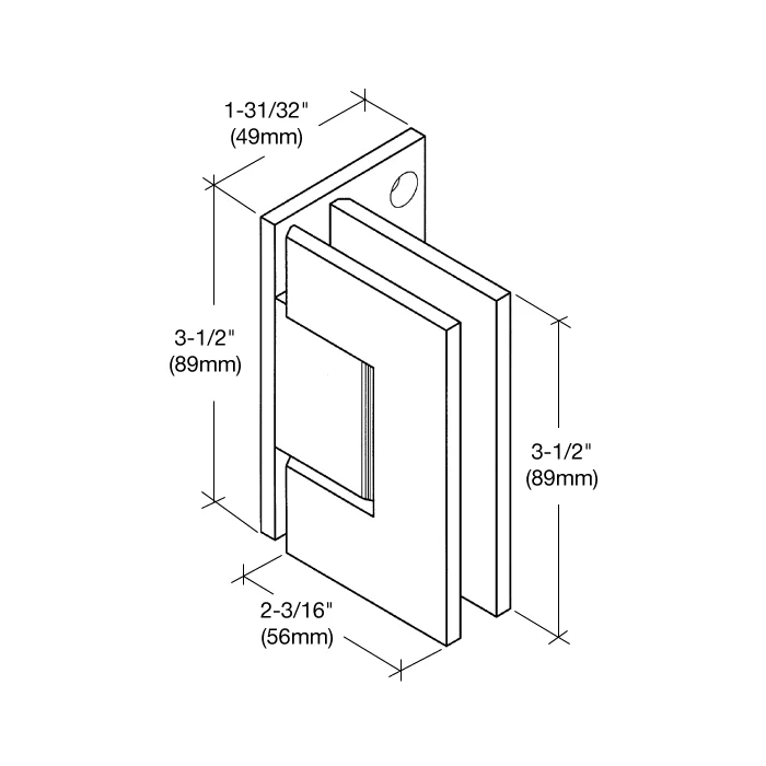 Shower Door Hinge: Geneva 544 Wall Mount, Offset Back Plate, Brushed Nickel – CRL GEN544BN, photo 4