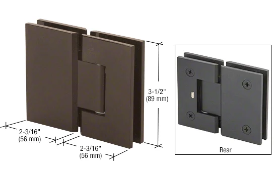 Glass to Glass Shower Door Hinge 180°: Geneva 580 5° Pre-Set, Oil Rubbed Bronze – CRL GEN5800RB, photo 2