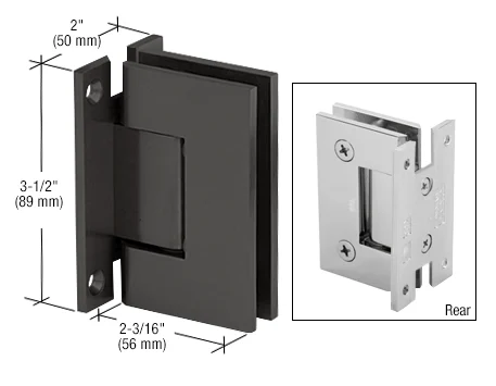 Shower Door Hinge: Geneva 037 Wall Mount, H Back Plate, Matte Black – CRL GENH037MBL, photo 2