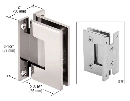 Shower Door Hinge: Geneva 037 Wall Mount, H Back Plate, Polished Nickel – CRL GENH037PN, photo 2