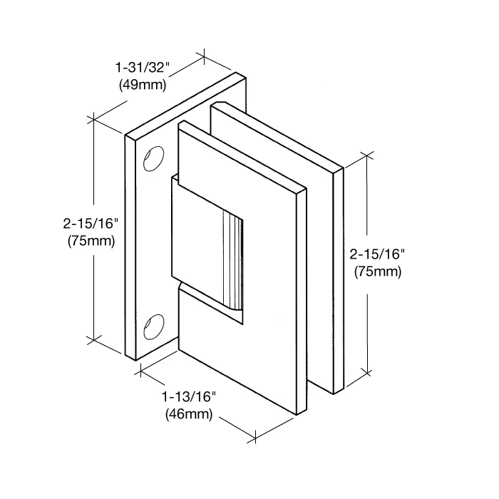 Shower Door Hinge: Junior Geneva 037 Wall Mount, Full Back Plate, Brushed Nickel – CRL JRG037BN, photo 4