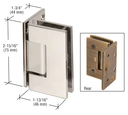 Shower Door Hinge: Junior Geneva 044 Wall Mount, Offset Back Plate, Polished Nickel – CRL JRG044PN, photo 2
