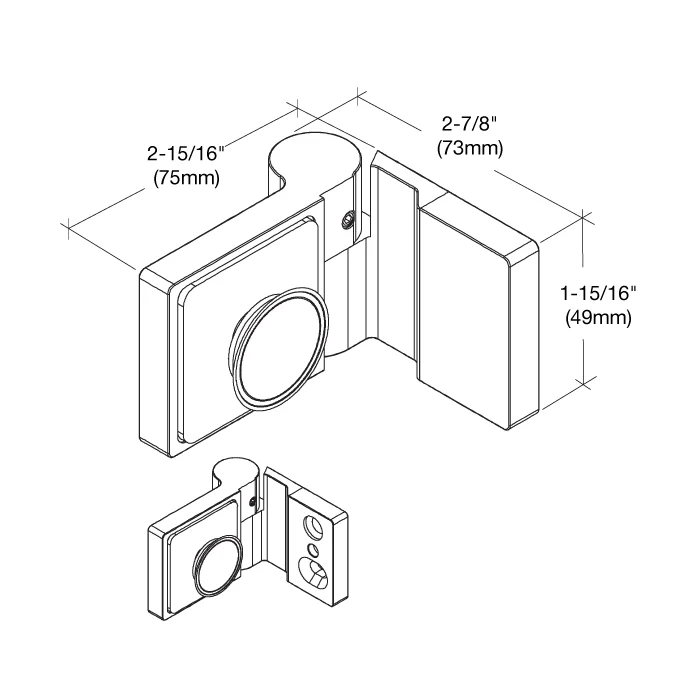 Shower Door Hinge: Lugano 044 Outswing, Offset Plate, Right Hand Door, Satin Brass – CRL LUG044LSB, photo 7