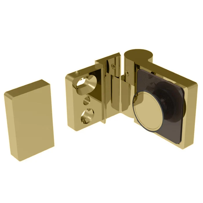 Shower Door Hinge: Lugano 044, Offset Back Plate, Left Hand Door, Satin Brass – CRL LUG044RSB, photo 4