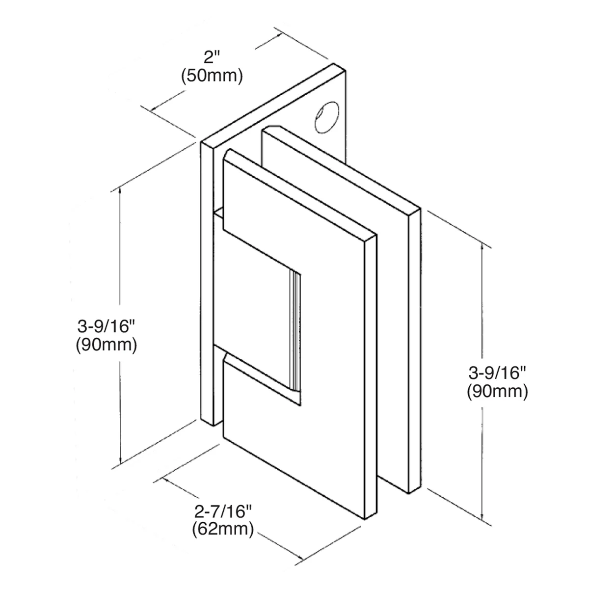 Shower Door Hinge: Melbourne 044 Wall Mount, Offset Back Plate, Matte Black – CRL MEL044MBL, photo 6