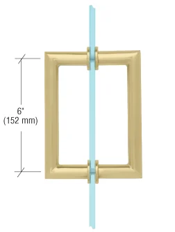 Shower Door 6" MT Series Mitered Corner Pull Handle, Satin Brass – CRL MT6X6SB