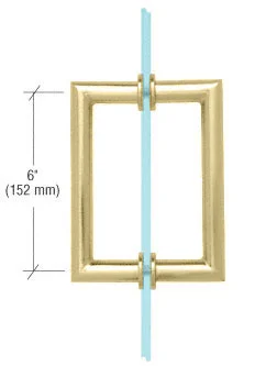 Shower Door 6" MT Series Mitered Corner Pull Handle, Unlacquered Brass – CRL MT6X6ULBR