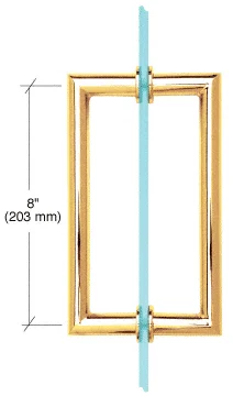Shower Door 8" MT Series Mitered Corner Pull Handle, Polished Brass – CRL MT8X8BR