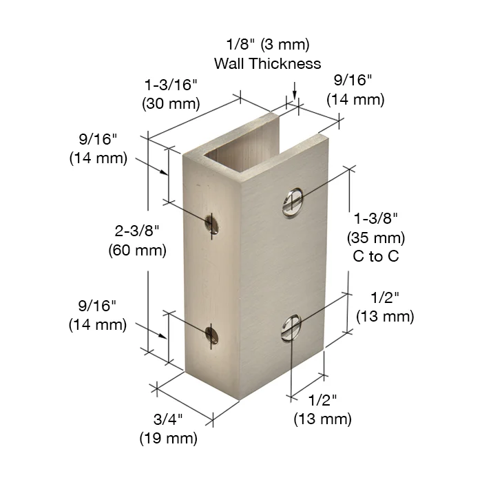 Shower Glass No-Drill Clamp for 1/2" Glass, Brushed Nickel – CRL NDC12BN, photo 3