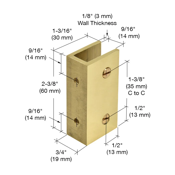 Shower Glass No-Drill Clamp for 1/2" Glass, Polished Brass – CRL NDC12BR, photo 3