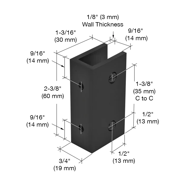 Shower Glass No-Drill Clamp for 1/2" Glass, Matte Black – CRL NDC12MBL, photo 3