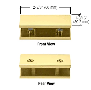 Shower Glass No-Drill Fixed Panel Glass Clamp, Polished Brass – CRL NDC4BR, photo 2