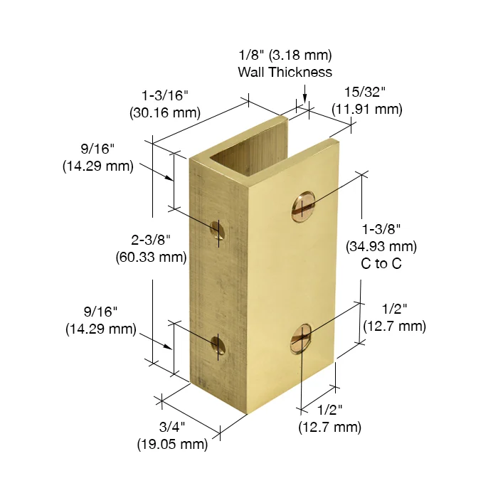 Shower Glass No-Drill Fixed Panel Glass Clamp, Polished Brass – CRL NDC4BR, photo 3