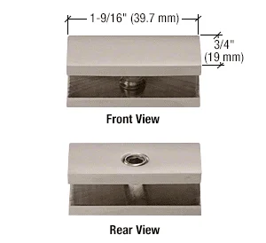 Shower Glass No-Drill Fixed Panel Glass Clamp for 1/4" Glass, Brushed Nickel – CRL NDC6BN, photo 2