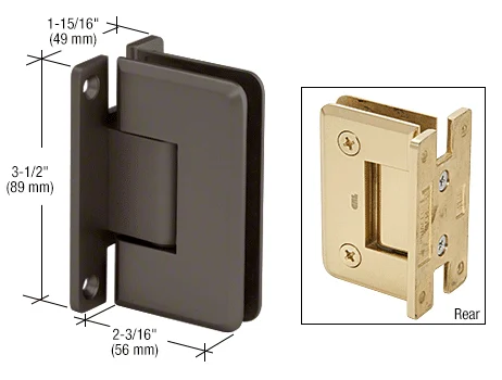 Shower Door Hinge: Pinnacle 037 Wall Mount, H Back Plate, Oil Rubbed Bronze – CRL P1N0370RB, photo 2