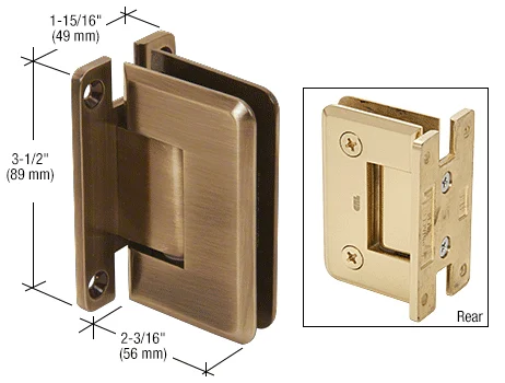 Shower Door Hinge: Pinnacle 037 Wall Mount, H Back Plate, Antique Brass – CRL P1N037ABR, photo 2