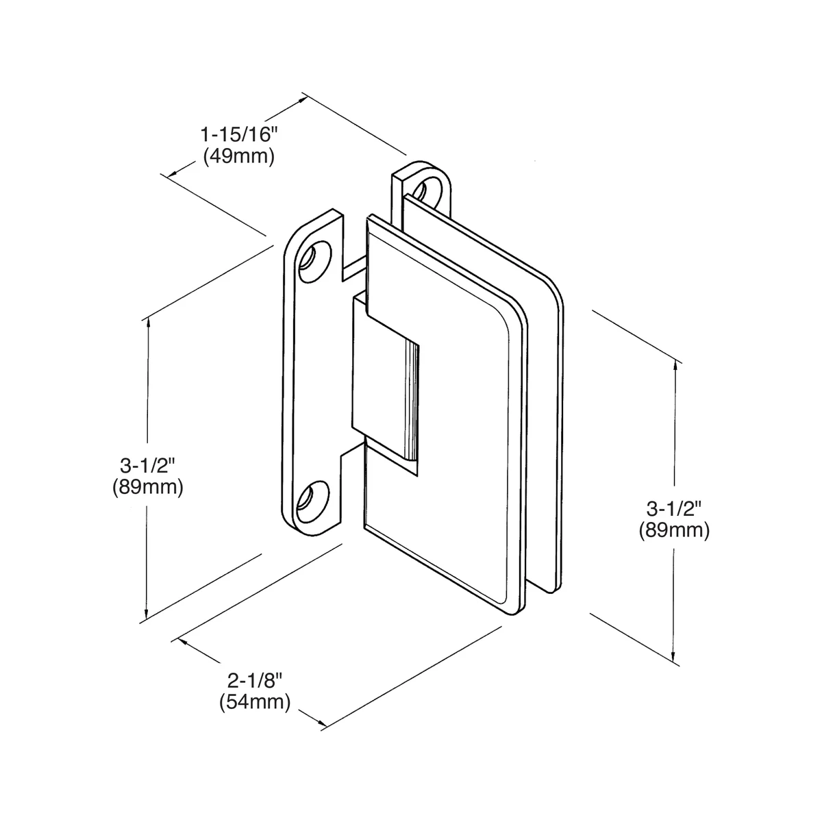 Shower Door Hinge: Pinnacle 037 Wall Mount, H Back Plate, Brushed Nickel – CRL P1N037BN, photo 4