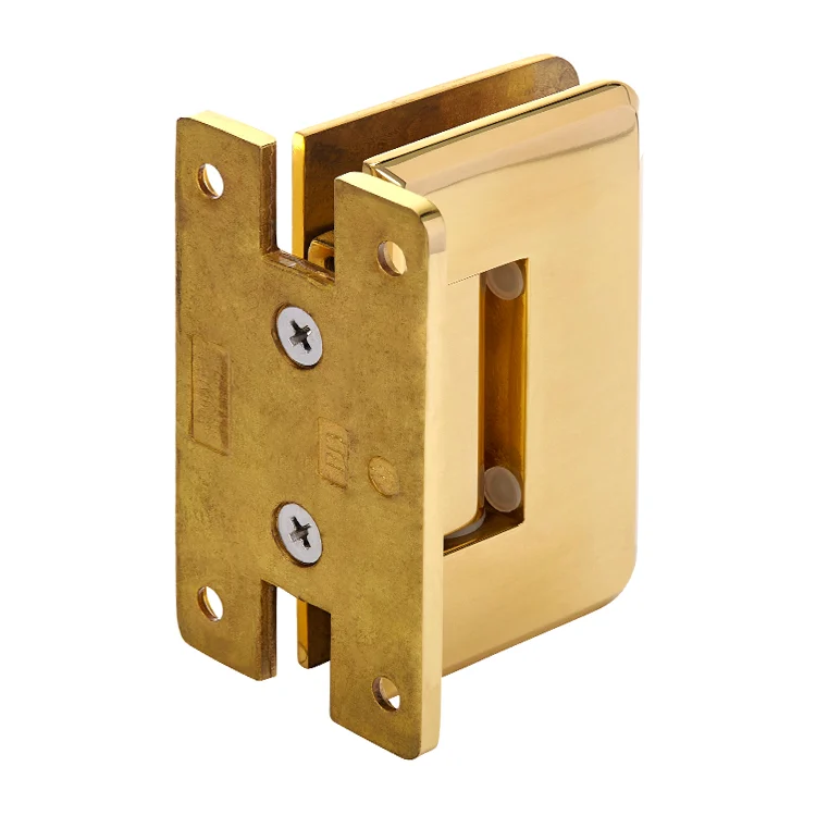 Shower Door Hinge: Pinnacle 037 Wall Mount, H Back Plate, Polished Brass – CRL P1N037BR, photo 3
