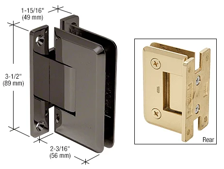 Shower Door Hinge: Pinnacle 037 Wall Mount, H Back Plate, Gun Metal – CRL P1N037GM, photo 2