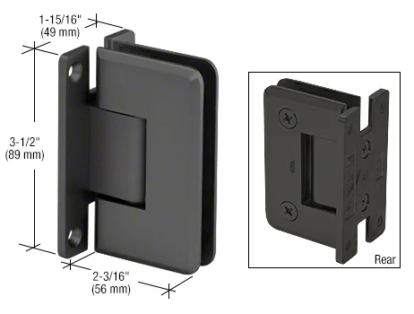 Shower Door Hinge: Pinnacle 037 Wall Mount, H Back Plate, Matte Black – CRL P1N037MBL, photo 2