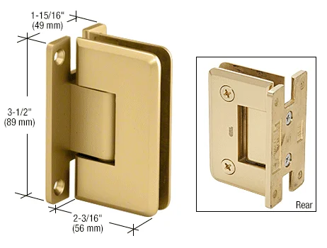 Shower Door Hinge: Pinnacle 037 Wall Mount, H Back Plate, Satin Brass – CRL P1N037SB, photo 2