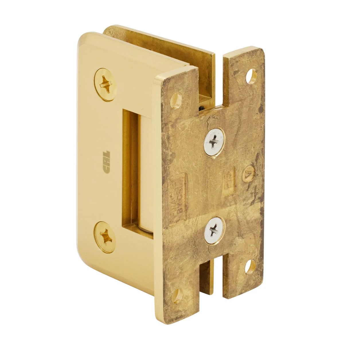 Shower Door Hinge: Pinnacle 037 Wall Mount, H Back Plate, Satin Brass – CRL P1N037SB, photo 3