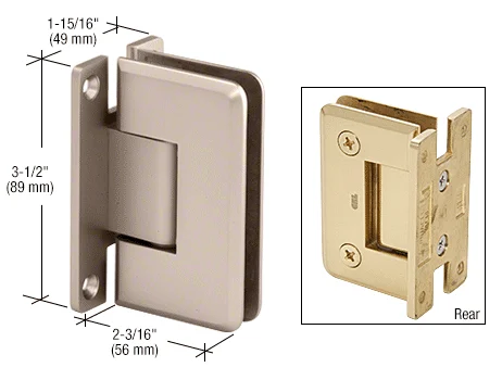 Shower Door Hinge: Pinnacle 037 Wall Mount, H Back Plate, Satin Nickel – CRL P1N037SN, photo 2