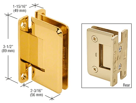 Shower Door Hinge: Pinnacle 037 Wall Mount, H Back Plate, Ultra Brass – CRL P1N037UBR, photo 2