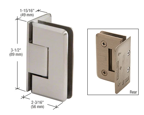 Shower Door Hinge: Pinnacle 044 Wall Mount, Offset Back Plate, Brushed Nickel – CRL P1N044BN, photo 2
