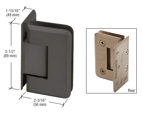 Shower Door Hinge: Pinnacle 044 Wall Mount, Offset Back Plate, Matte Black – CRL P1N044MBL, photo 2