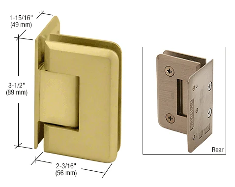 Shower Door Hinge: Pinnacle 044 Wall Mount, Offset Back Plate, Satin Brass – CRL P1N044SB, photo 2