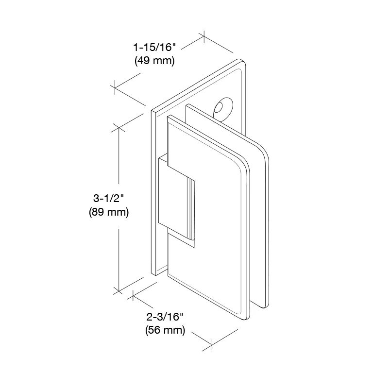 Shower Door Hinge: Pinnacle 044 Wall Mount, Offset Back Plate, Satin Brass – CRL P1N044SB, photo 3