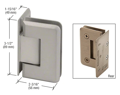 Shower Door Hinge: Pinnacle 044 Wall Mount, Offset Back Plate, Satin Nickel – CRL P1N044SN, photo 2