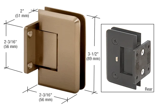 Shower Door Hinge: Pinnacle 074 Wall Mount, Short Back Plate, Brushed Bronze – CRL P1N074BBRZ, photo 2