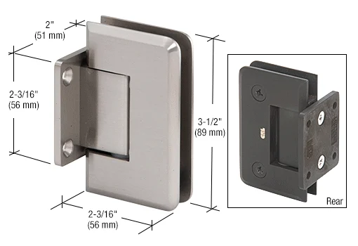 Shower Door Hinge: Pinnacle 074 Wall Mount, Short Back Plate, Brushed Nickel – CRL P1N074BN, photo 2