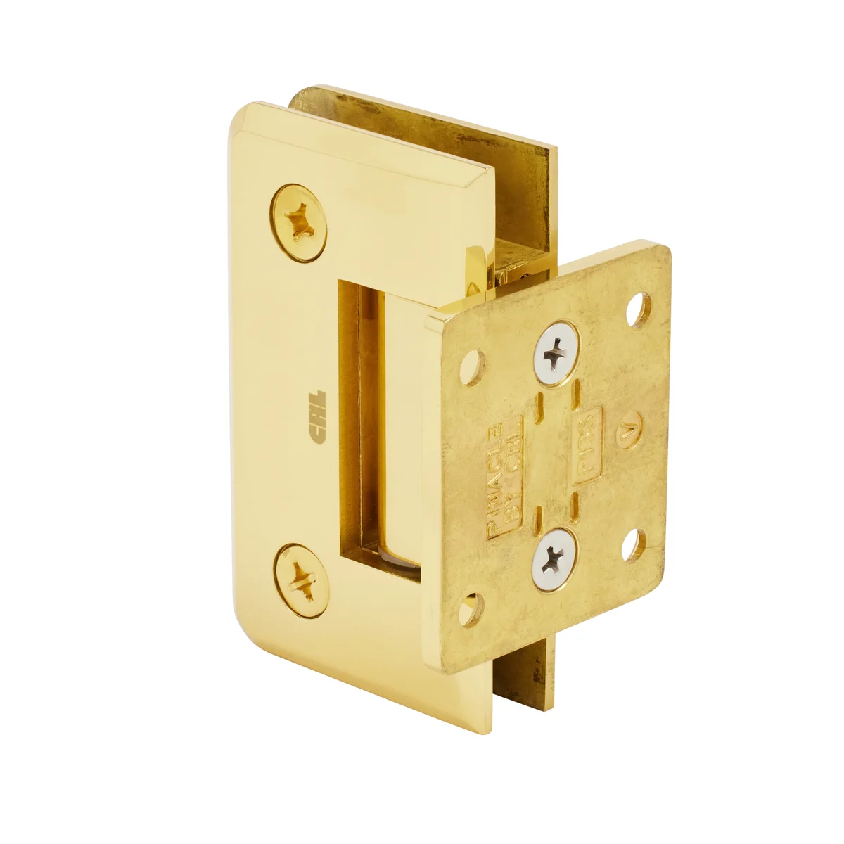 Shower Door Hinge: Pinnacle 074 Wall Mount, Short Back Plate, Polished Brass – CRL P1N074BR, photo 3