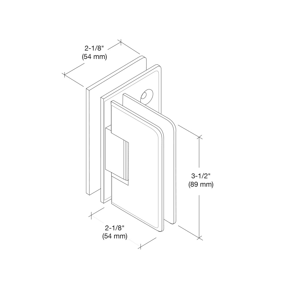 Glass to Glass Shower Door Hinge 90°: Pinnacle 092, Brushed Nickel – CRL P1N092BN, photo 3