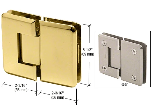Glass to Glass Shower Door Hinge 180°: Pinnacle 180, Polished Brass – CRL P1N180BR