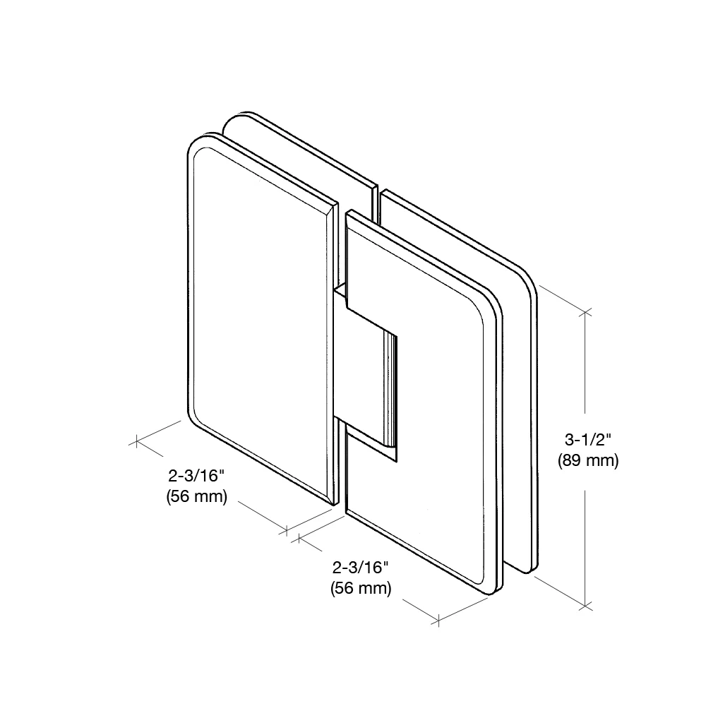 Glass to Glass Shower Door Hinge 180°: Pinnacle 180, Polished Brass – CRL P1N180BR, photo 3