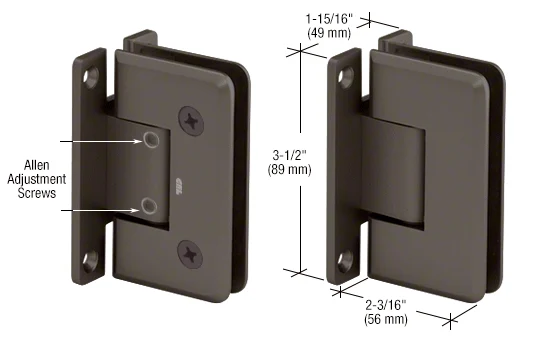 Shower Door Hinge: Pinnacle 337 Adjustable Wall Mount, H Back Plate, Oil Rubbed Bronze – CRL P1N3370RB, photo 2