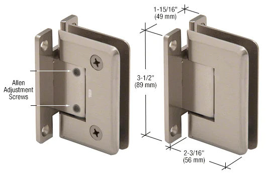 Shower Door Hinge: Pinnacle 337 Adjustable Wall Mount, H Back Plate, Brushed Nickel – CRL P1N337BN, photo 2